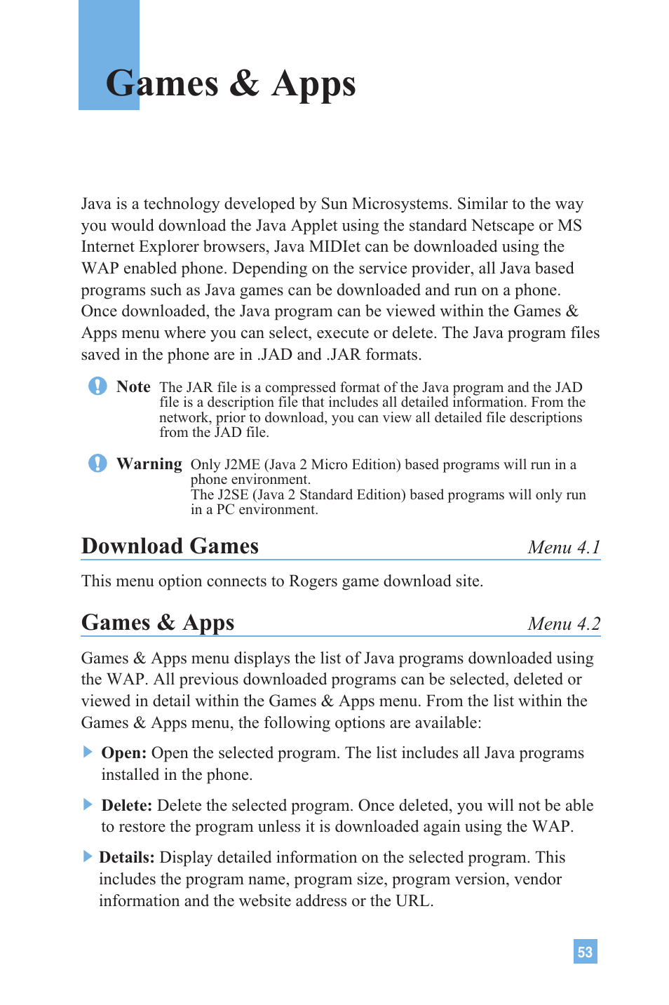 Download games, Games & apps | LG 4015 User Manual | Page 54 / 114