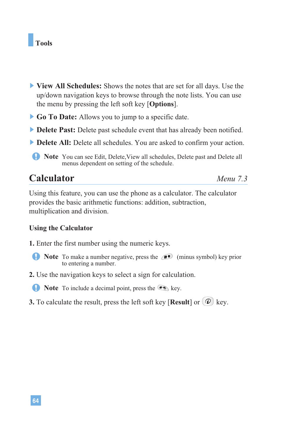 Calculator, Menu 7.3 | LG 4015 User Manual | Page 65 / 114