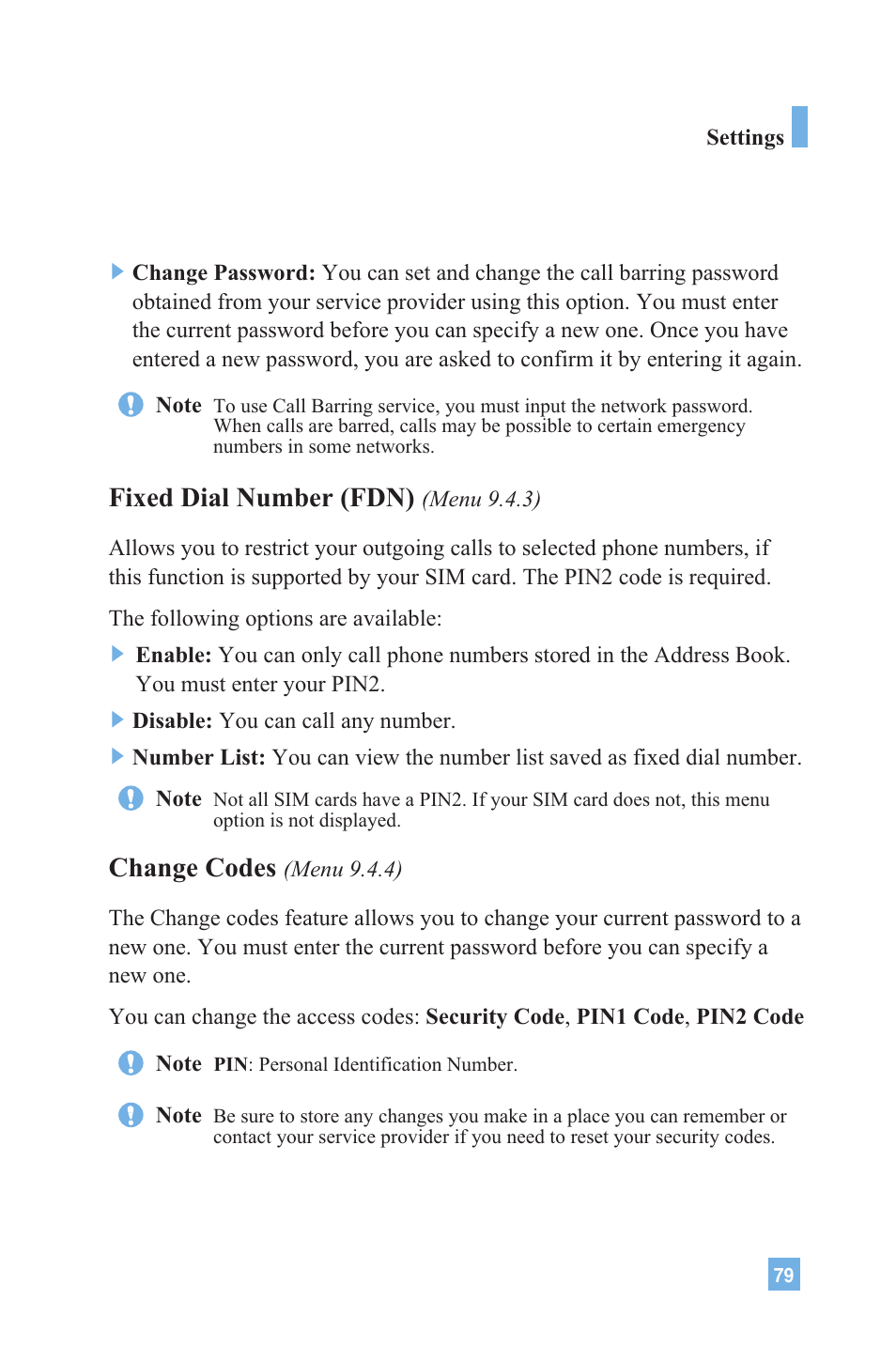 Fixed dial number (fdn), Change codes | LG 4015 User Manual | Page 80 / 114