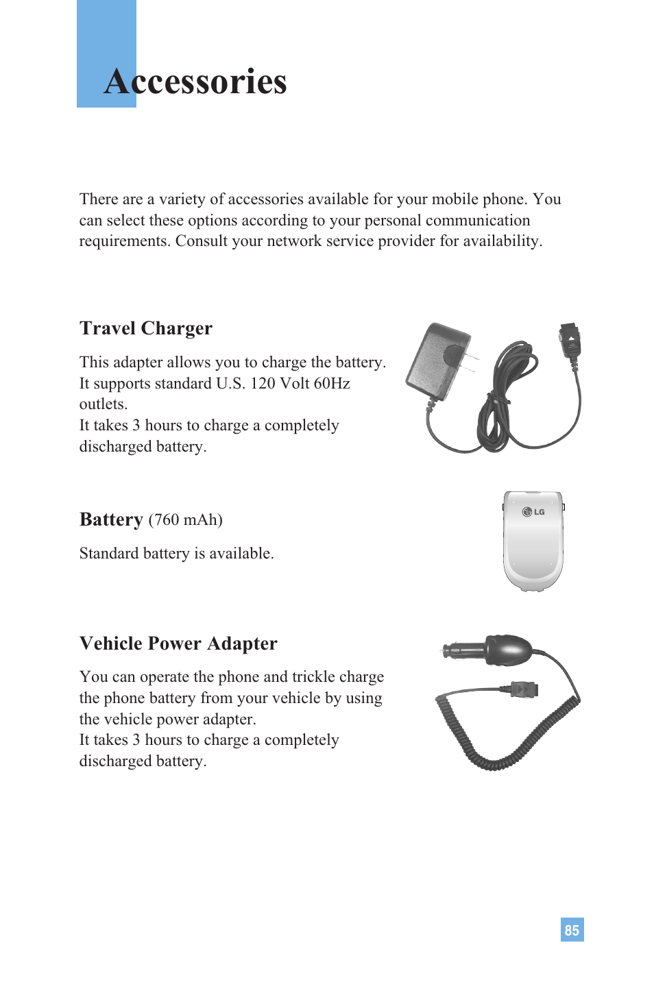 Accessories | LG 4015 User Manual | Page 86 / 114