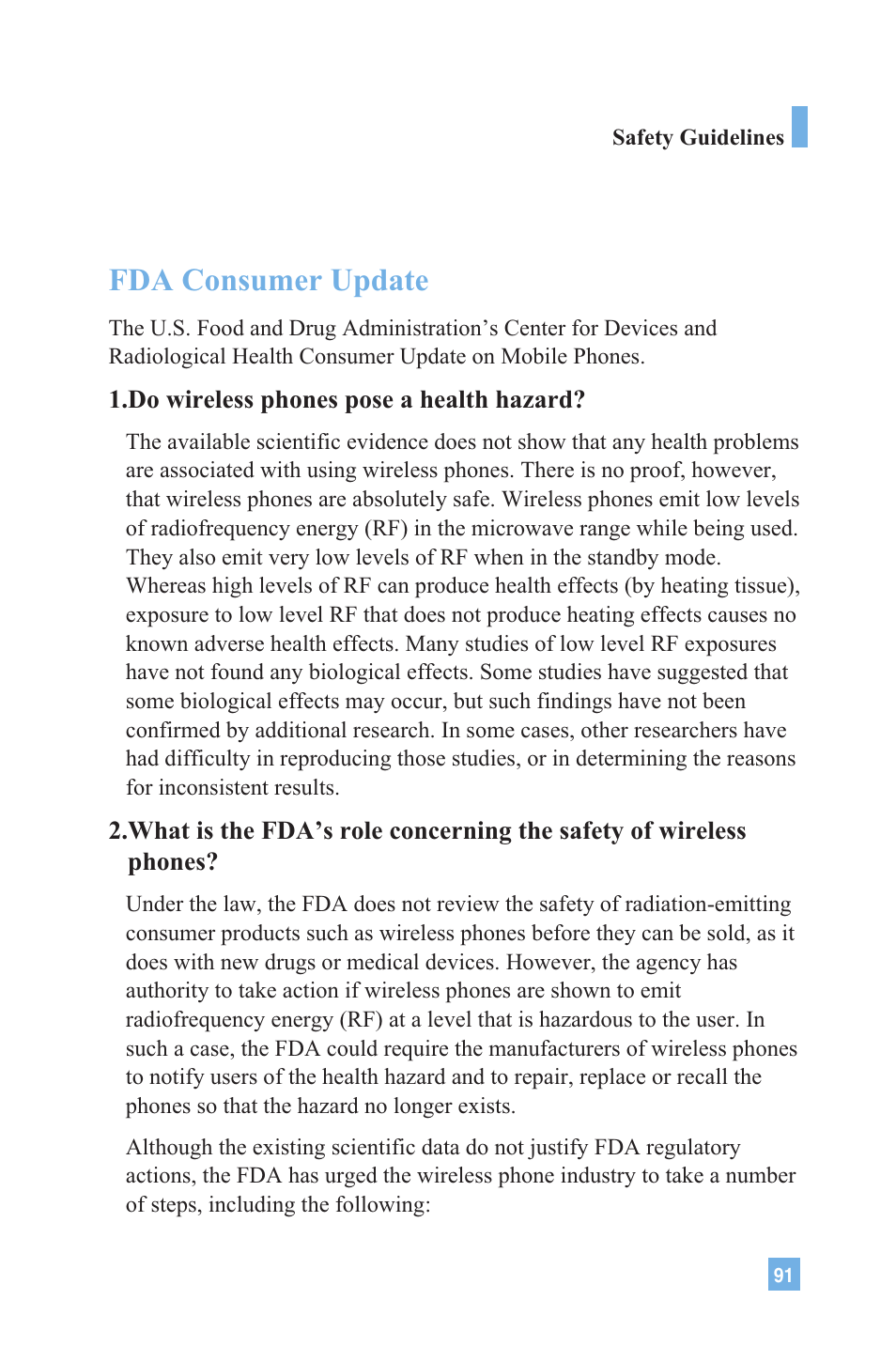 Fda consumer update | LG 4015 User Manual | Page 92 / 114