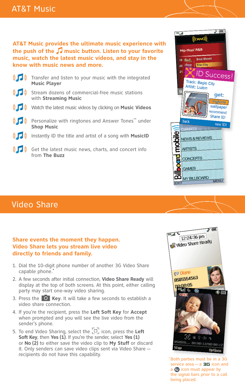 At&t music, Video share | LG CU500V User Manual | Page 3 / 16