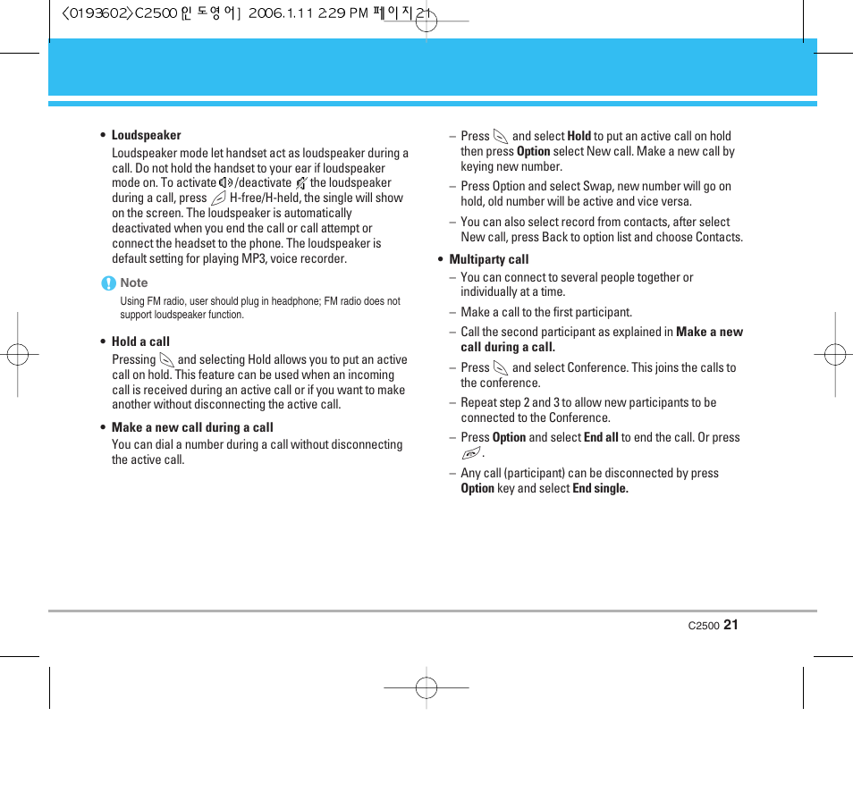 LG C2500 User Manual | Page 22 / 73