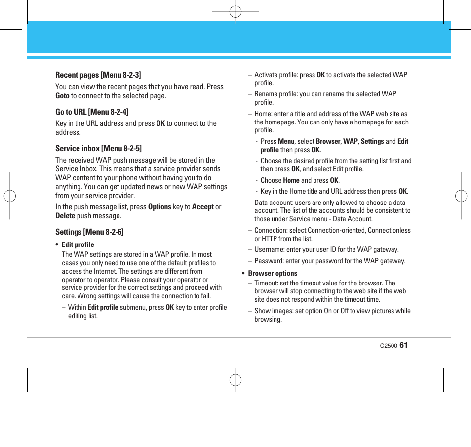 LG C2500 User Manual | Page 62 / 73