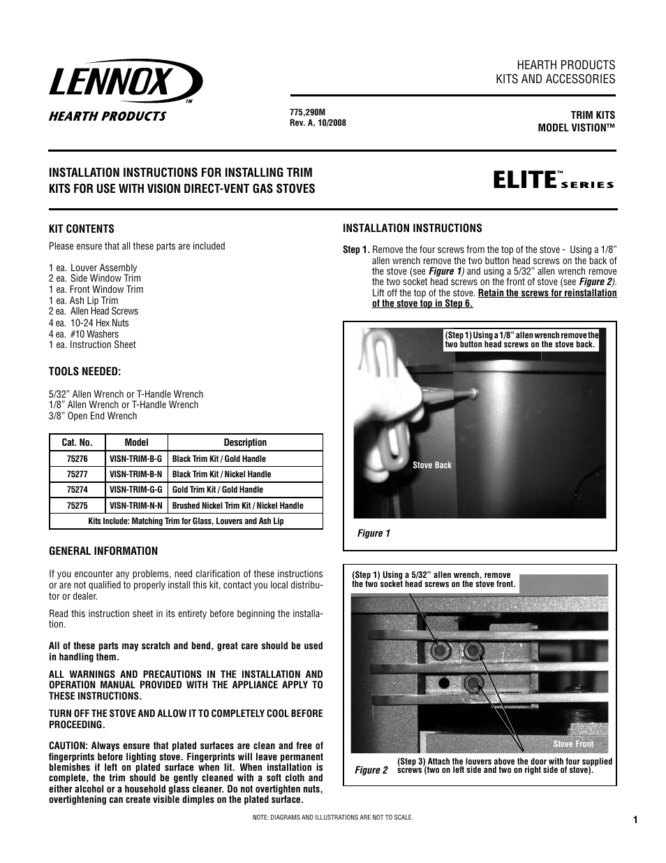 Lennox Hearth 290M User Manual | 2 pages