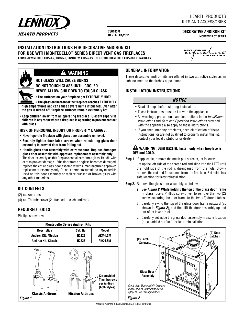 Lennox Hearth AKM-LSM LSM40ST-PV User Manual | 2 pages