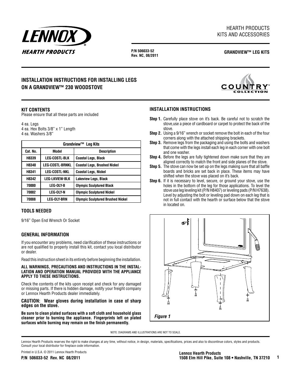 Lennox Hearth P/N 506033-52 User Manual | 1 page