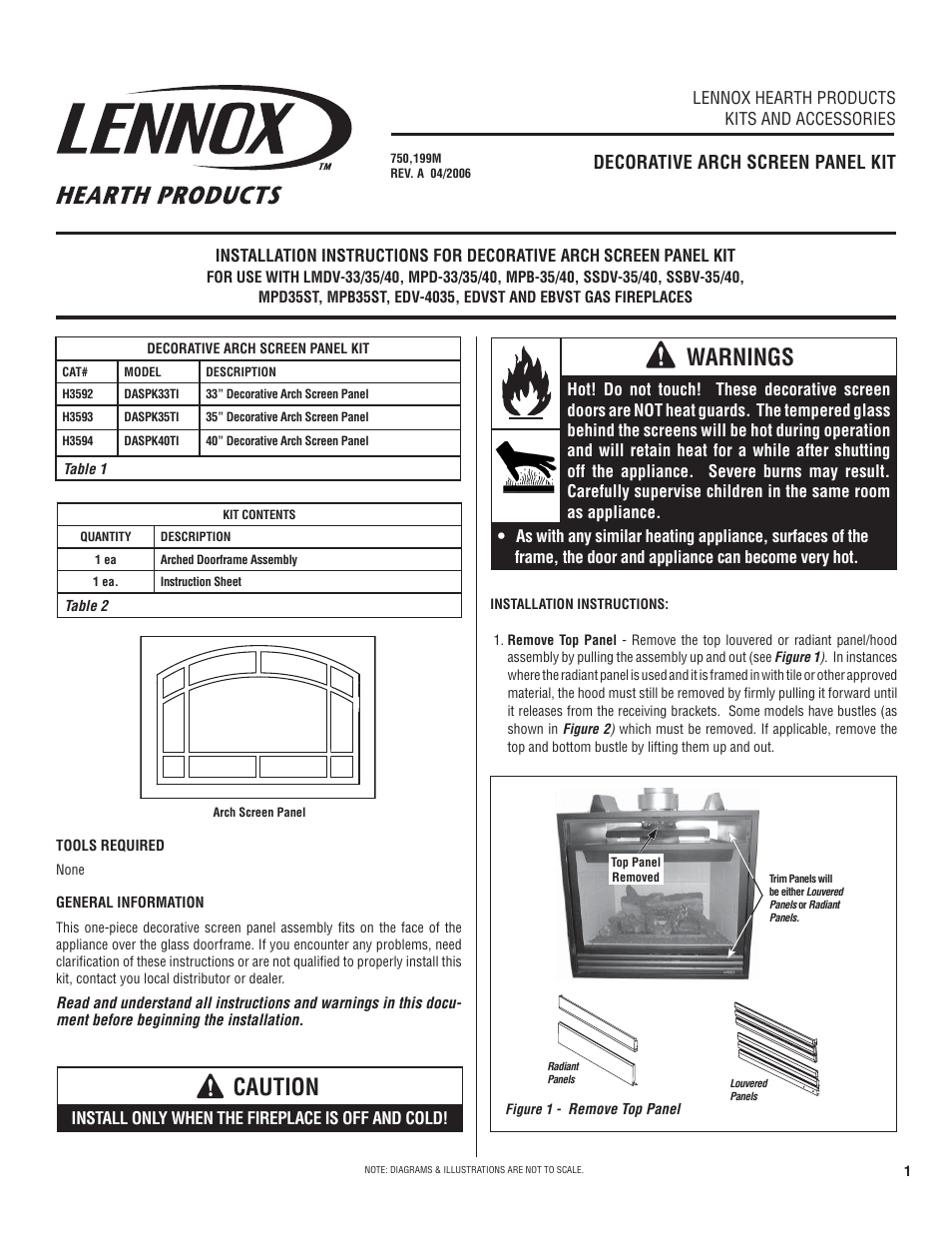 Lennox Hearth SSBV-35 User Manual | 2 pages