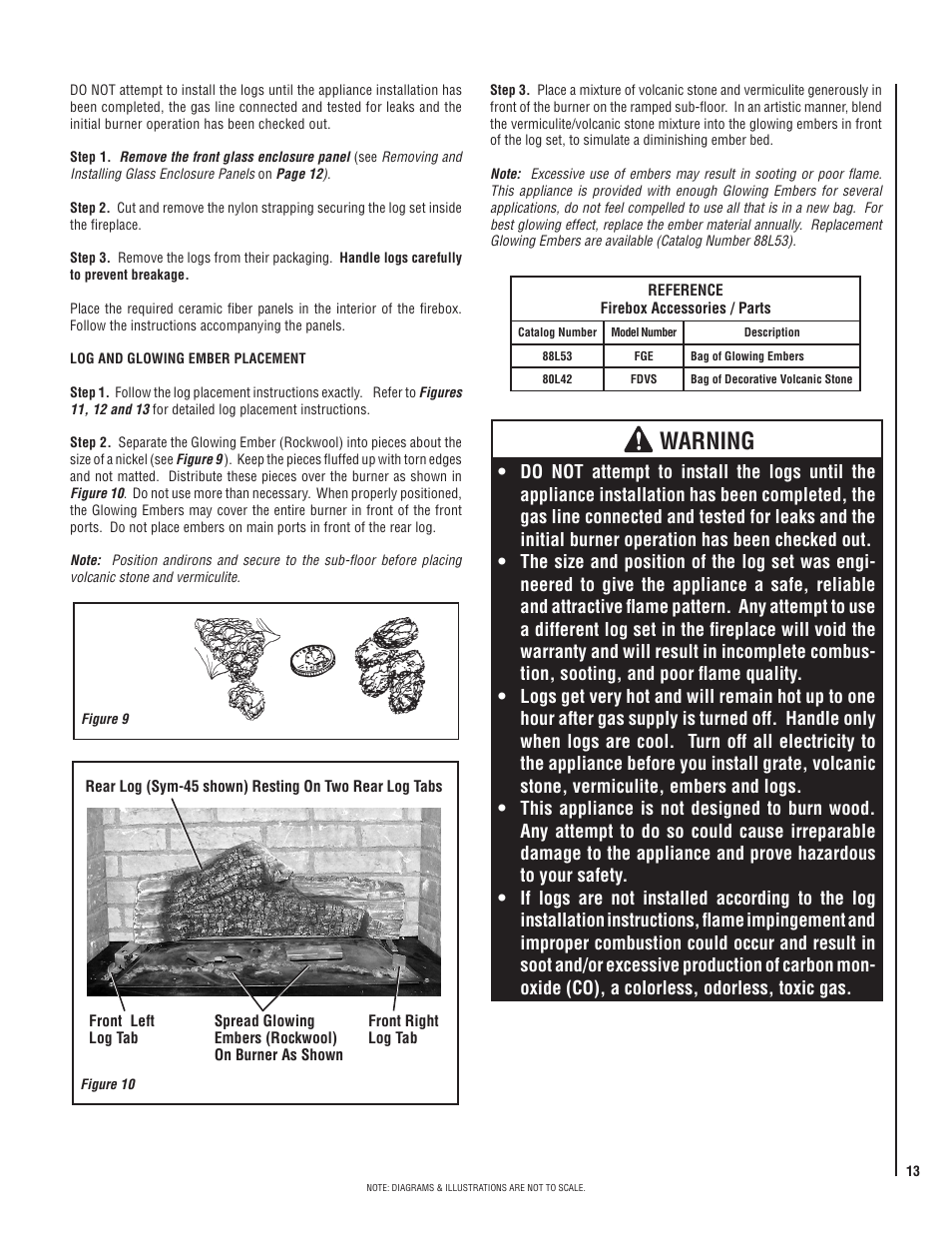 Warning | Lennox Hearth DIRECT-VENT SYMMETRY SERIES SYM-35N User Manual | Page 13 / 28