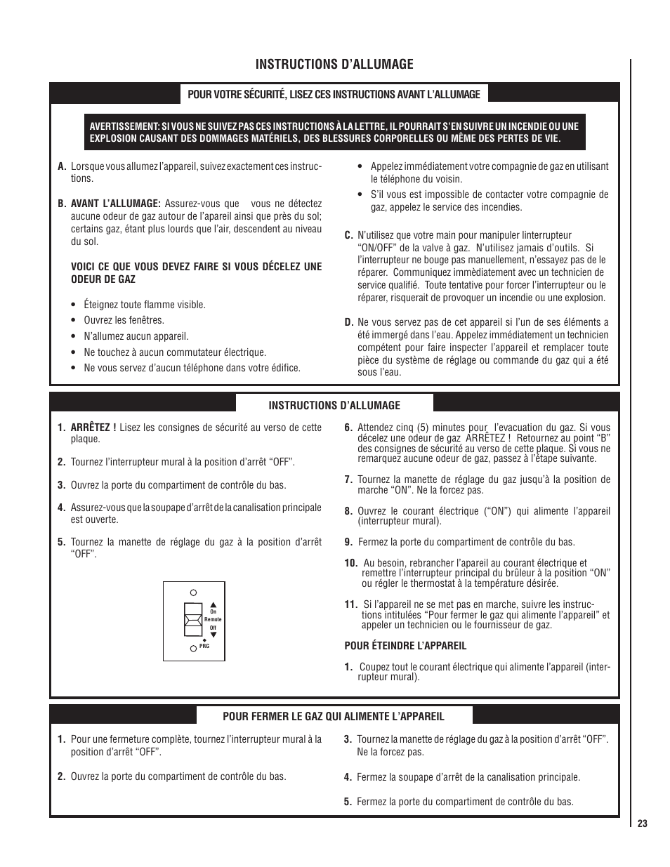 Instructions d’allumage | Lennox Hearth DIRECT-VENT SYMMETRY SERIES SYM-35N User Manual | Page 23 / 28