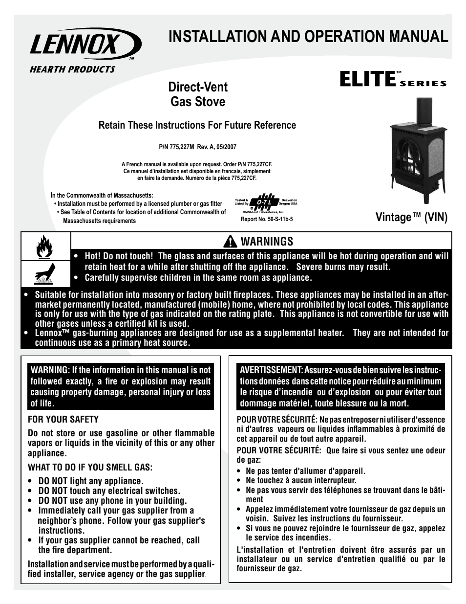 Lennox Hearth VIS35 User Manual | 30 pages