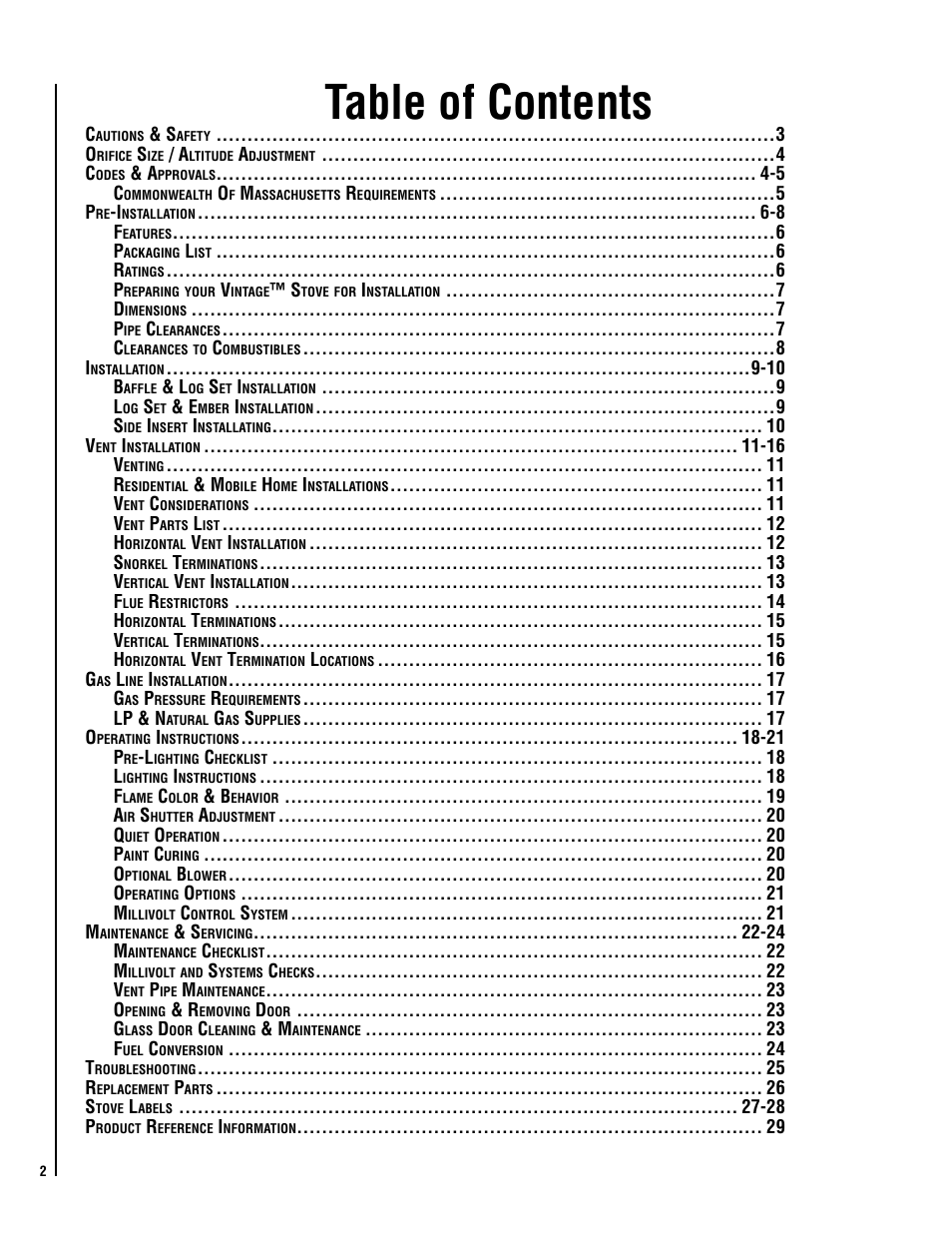 Lennox Hearth VIS35 User Manual | Page 2 / 30