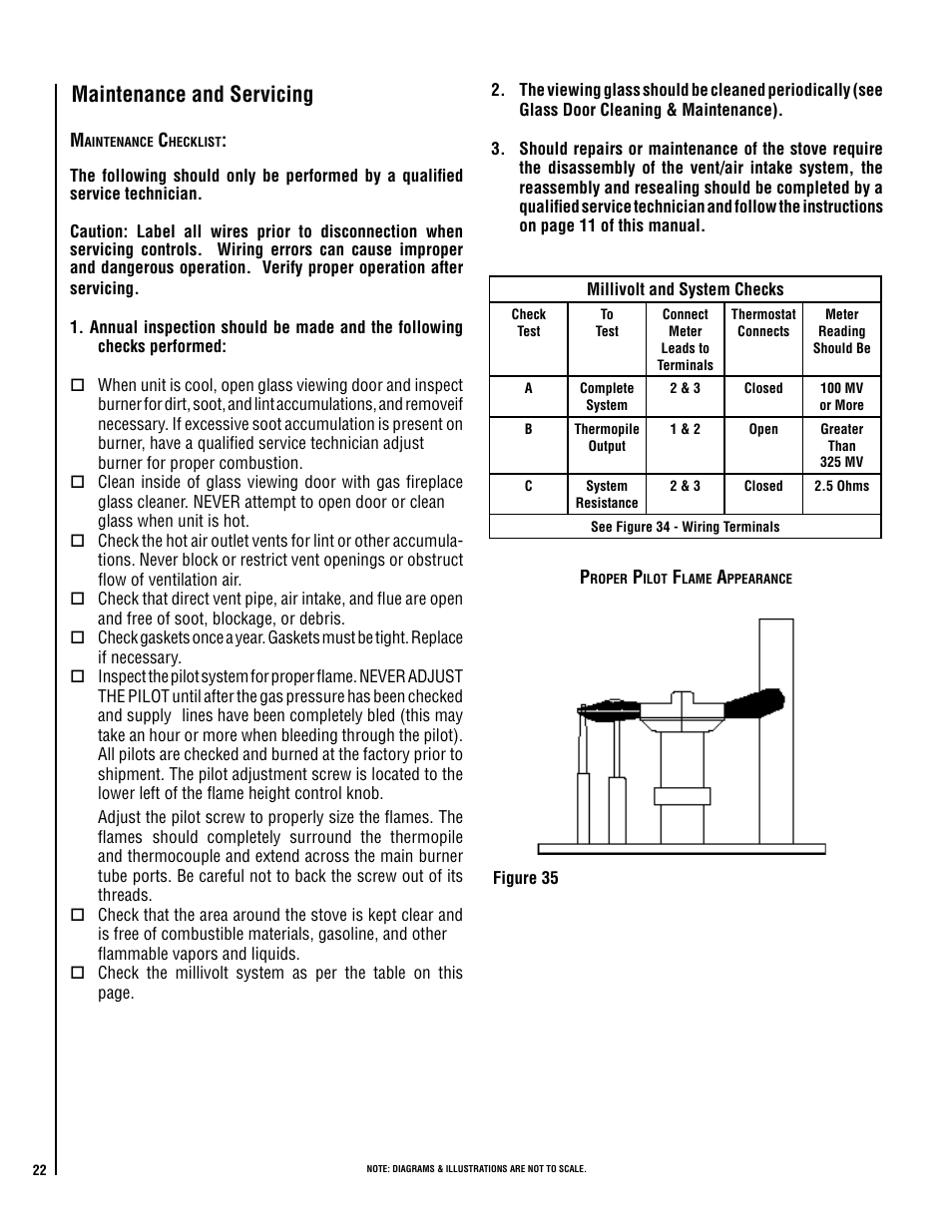 Maintenance and servicing | Lennox Hearth VIS35 User Manual | Page 22 / 30