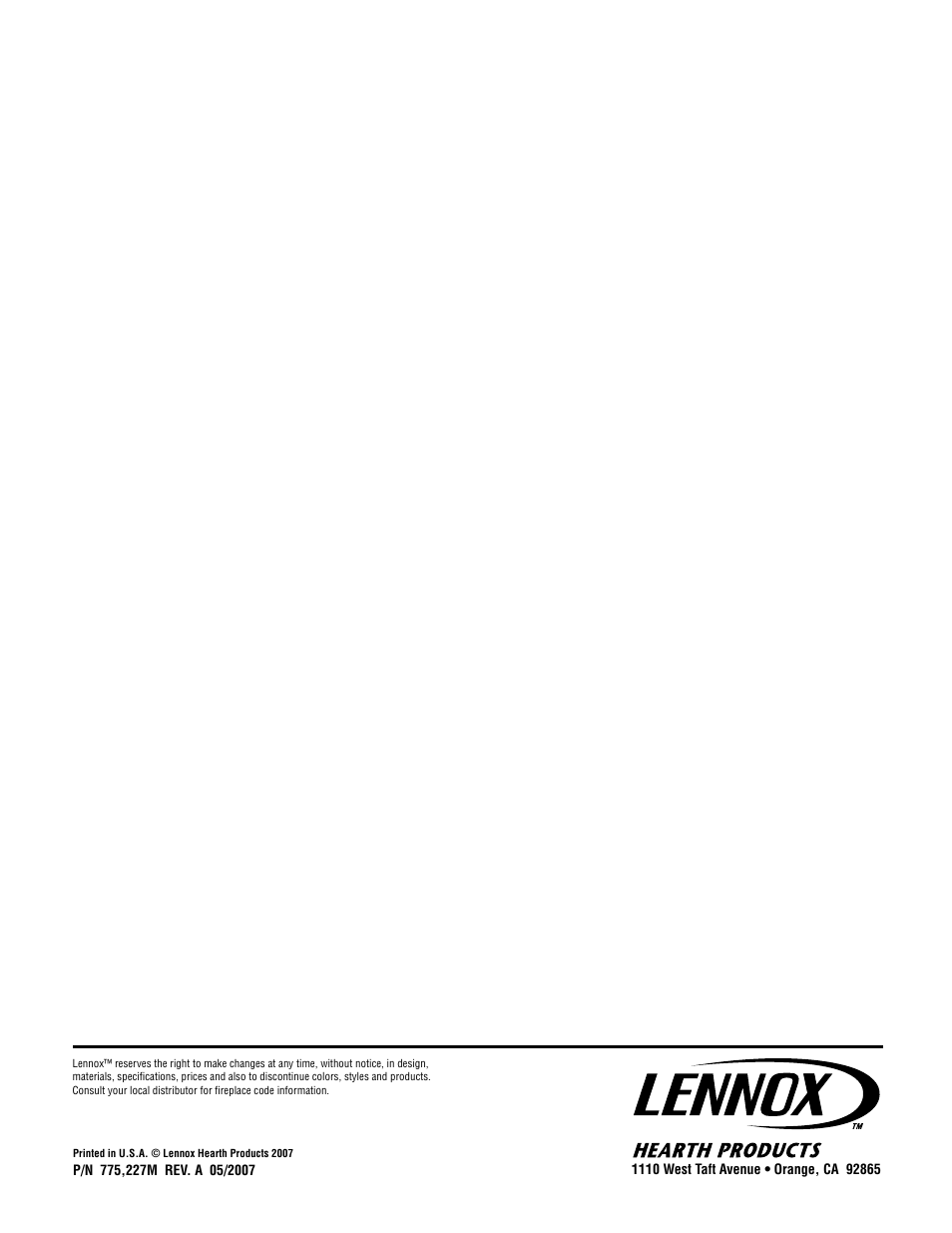 Lennox Hearth VIS35 User Manual | Page 30 / 30