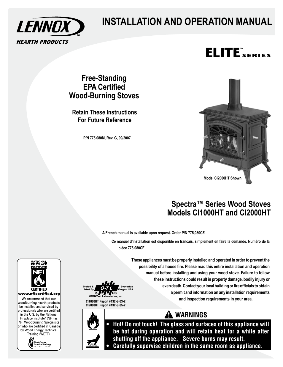 Lennox Hearth ELITE CI2000HT User Manual | 36 pages