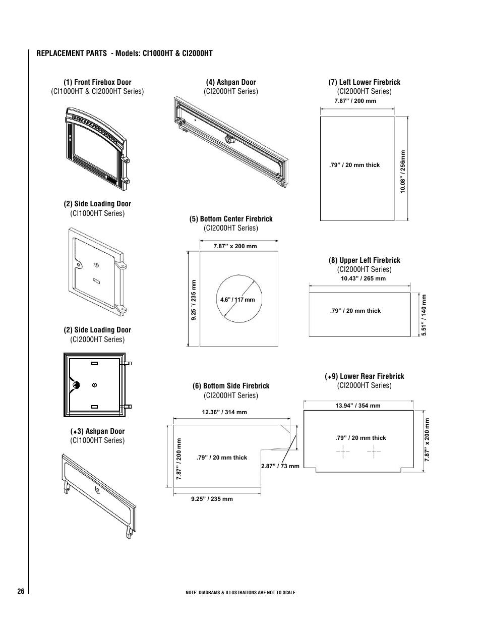 Replacement parts | Lennox Hearth ELITE CI2000HT User Manual | Page 26 / 36