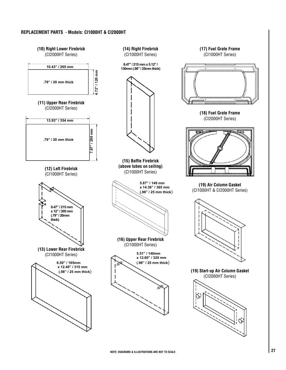 Replacement parts | Lennox Hearth ELITE CI2000HT User Manual | Page 27 / 36