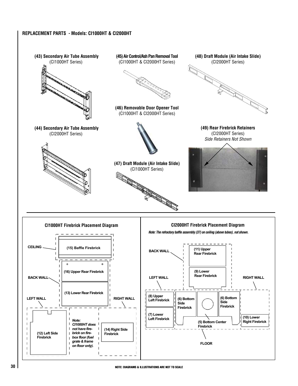 Replacement parts | Lennox Hearth ELITE CI2000HT User Manual | Page 30 / 36