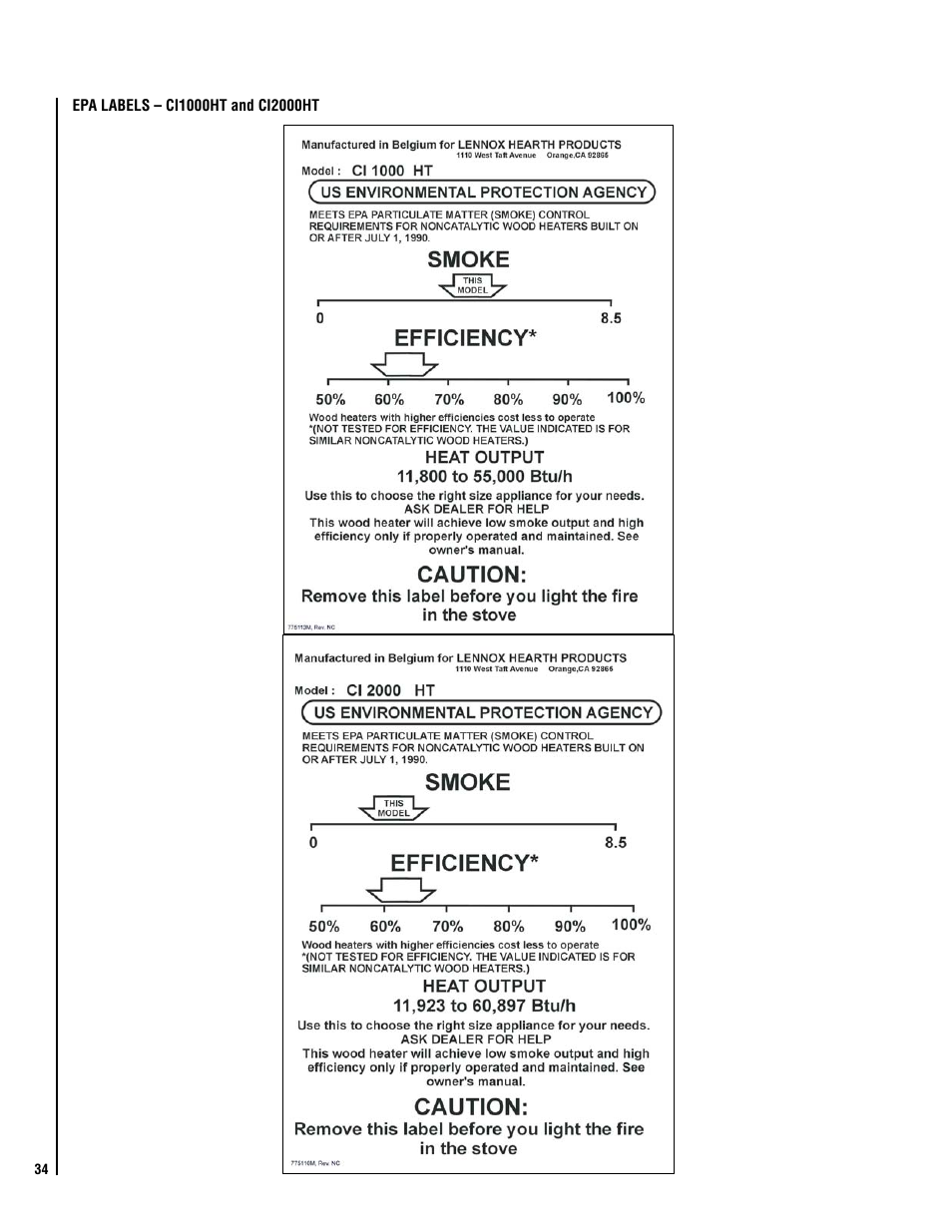 Lennox Hearth ELITE CI2000HT User Manual | Page 34 / 36