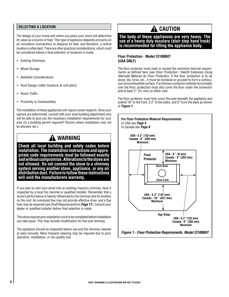 Warning, Caution | Lennox Hearth ELITE CI2000HT User Manual | Page 4 / 36