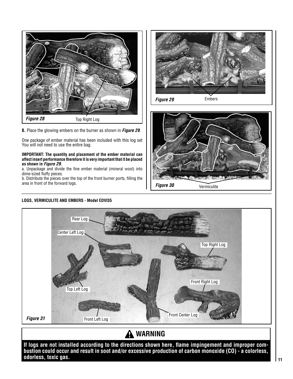 Warning | Lennox Hearth EDVI25 User Manual | Page 11 / 24