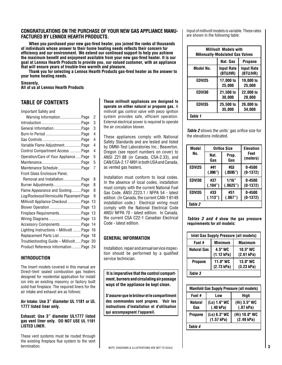 Lennox Hearth EDVI25 User Manual | Page 3 / 24