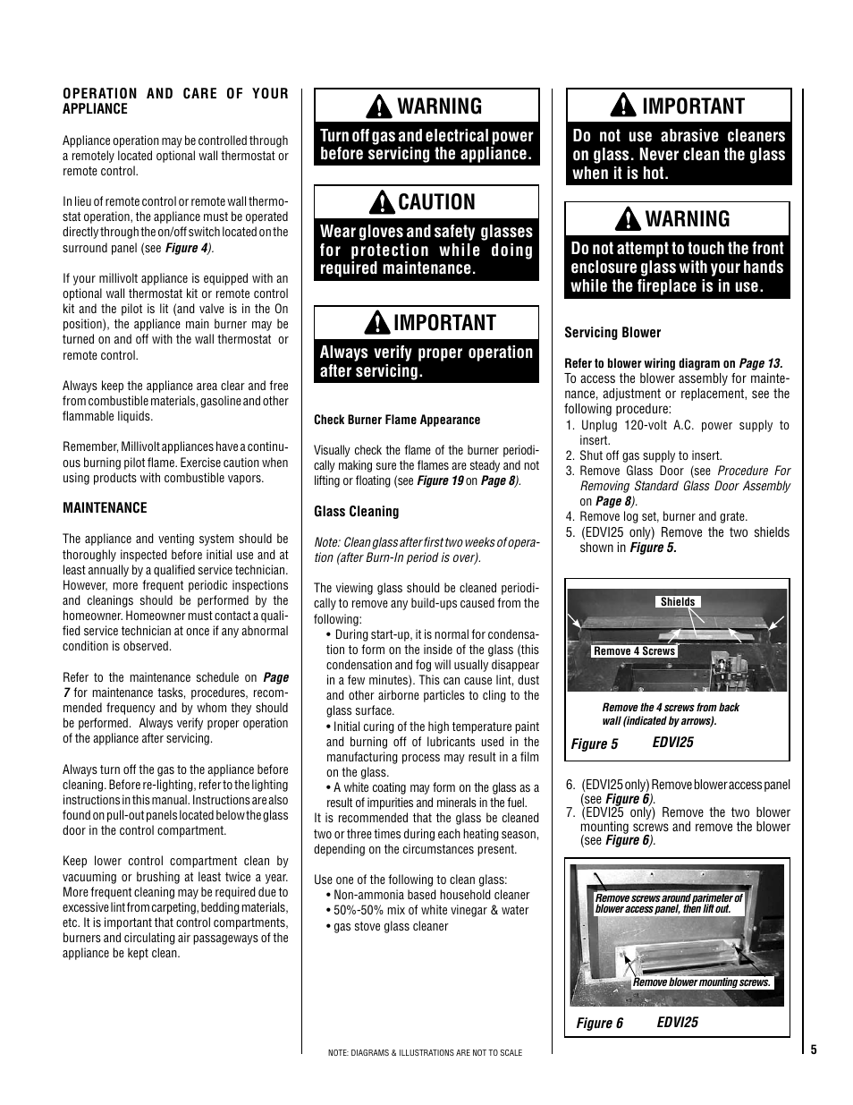 Warning, Important, Caution | Lennox Hearth EDVI25 User Manual | Page 5 / 24