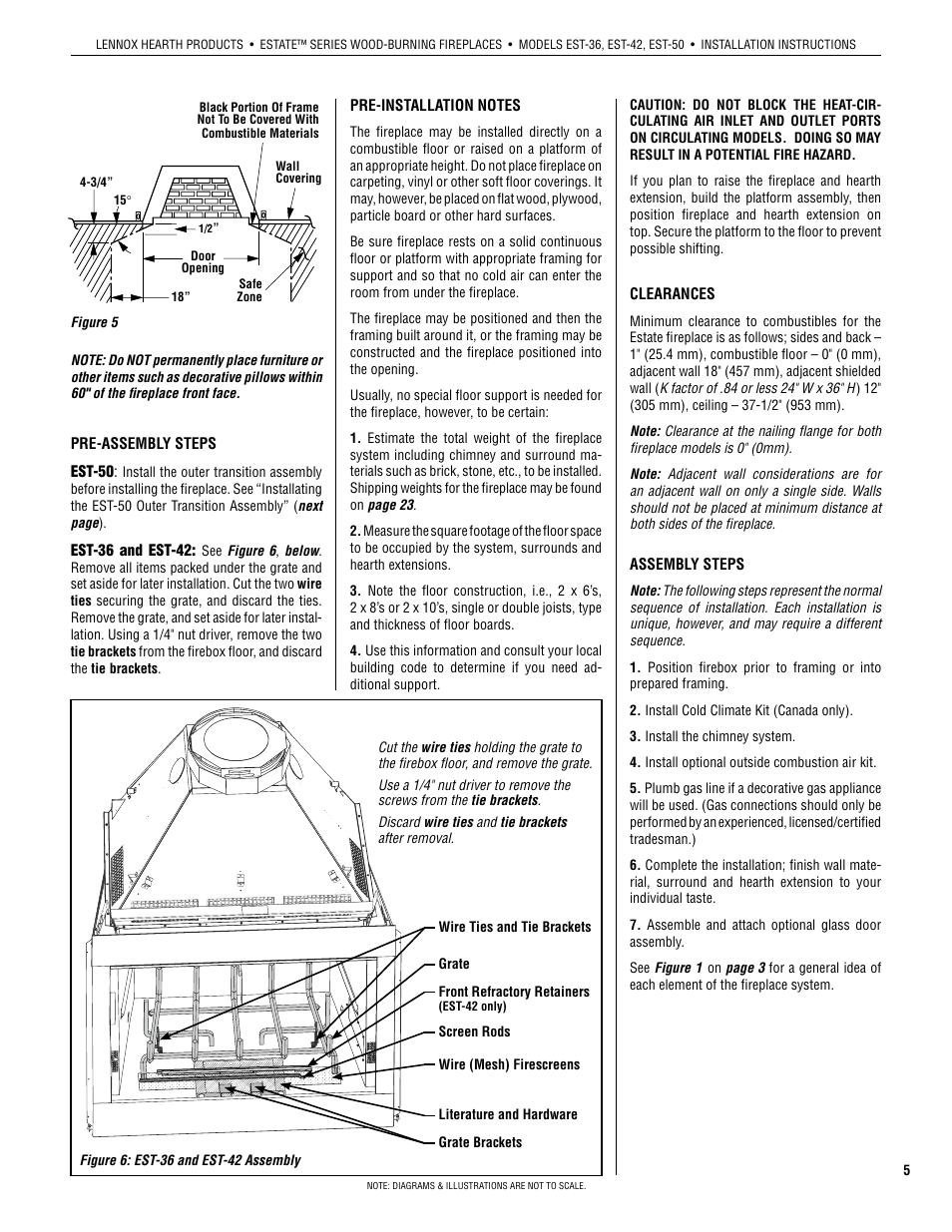 Lennox Hearth WOOD-BURNING FIREPLACES EST-50* User Manual | Page 5 / 26