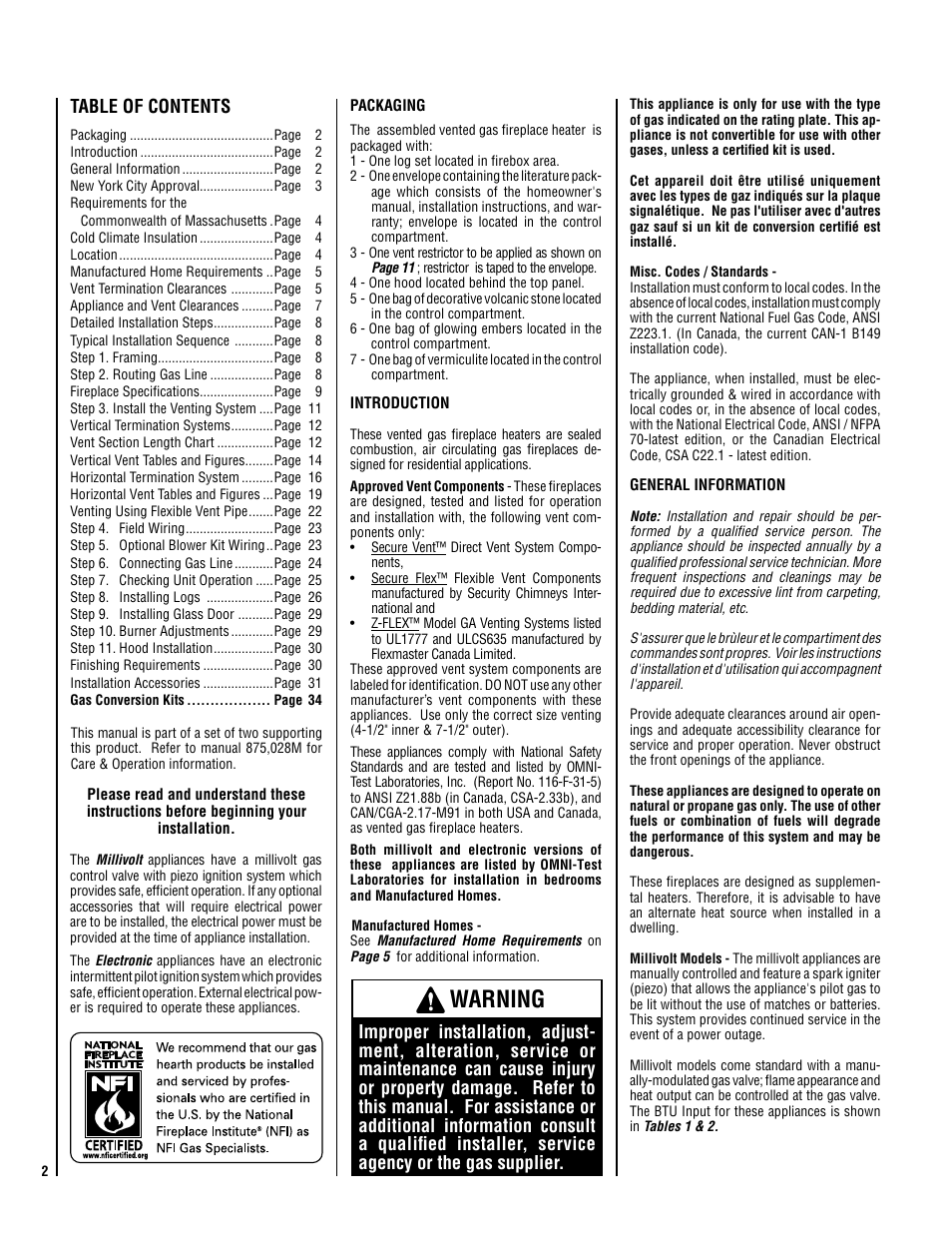 Lennox Hearth Electronic LMDV-3530-CNM User Manual | Page 2 / 36