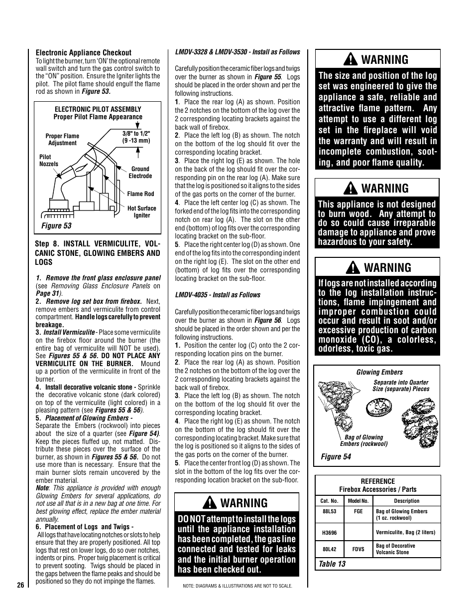 Warning | Lennox Hearth Electronic LMDV-3530-CNM User Manual | Page 26 / 36