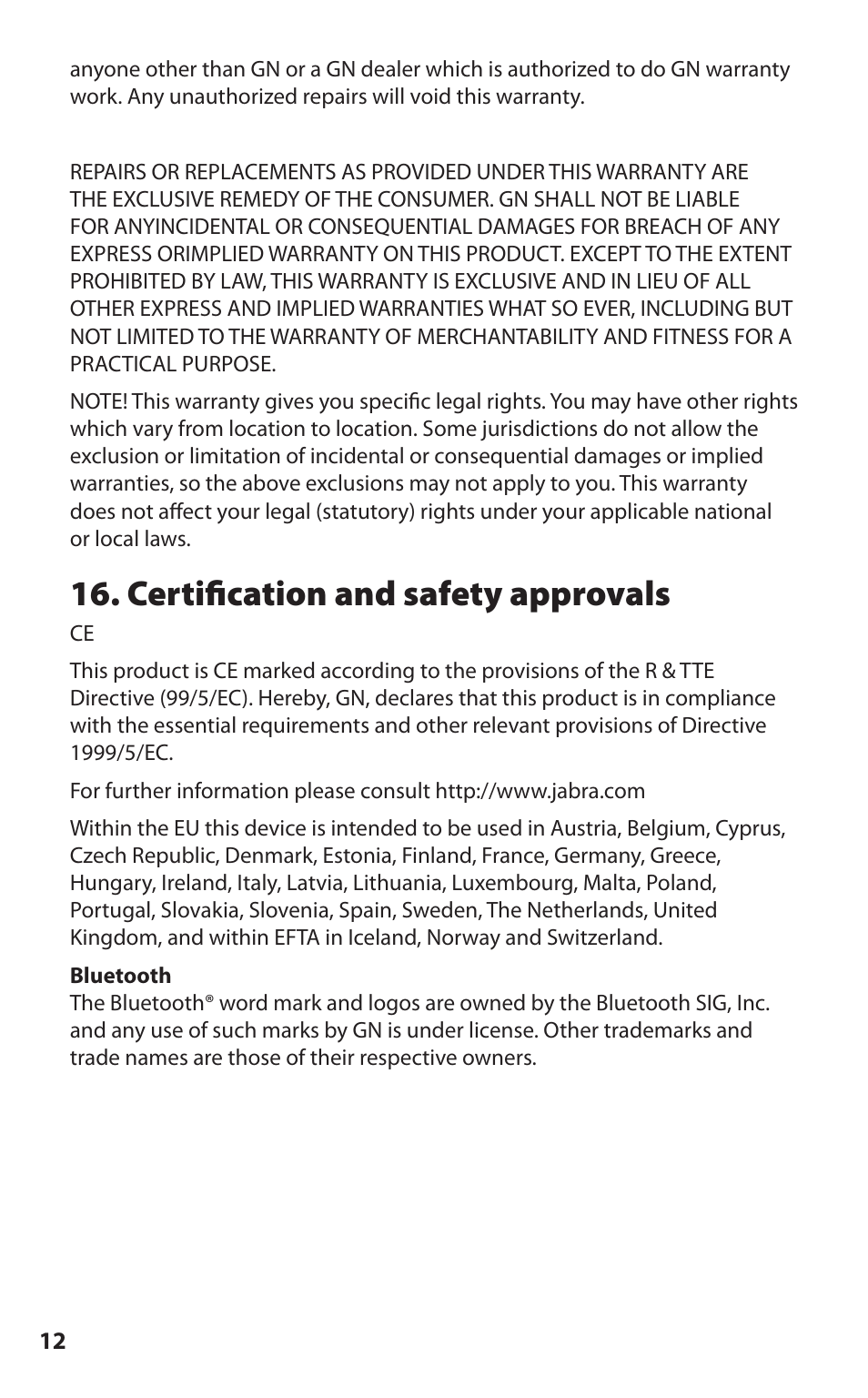 Certification and safety approvals | Lennox Hearth BT2010 User Manual | Page 14 / 16