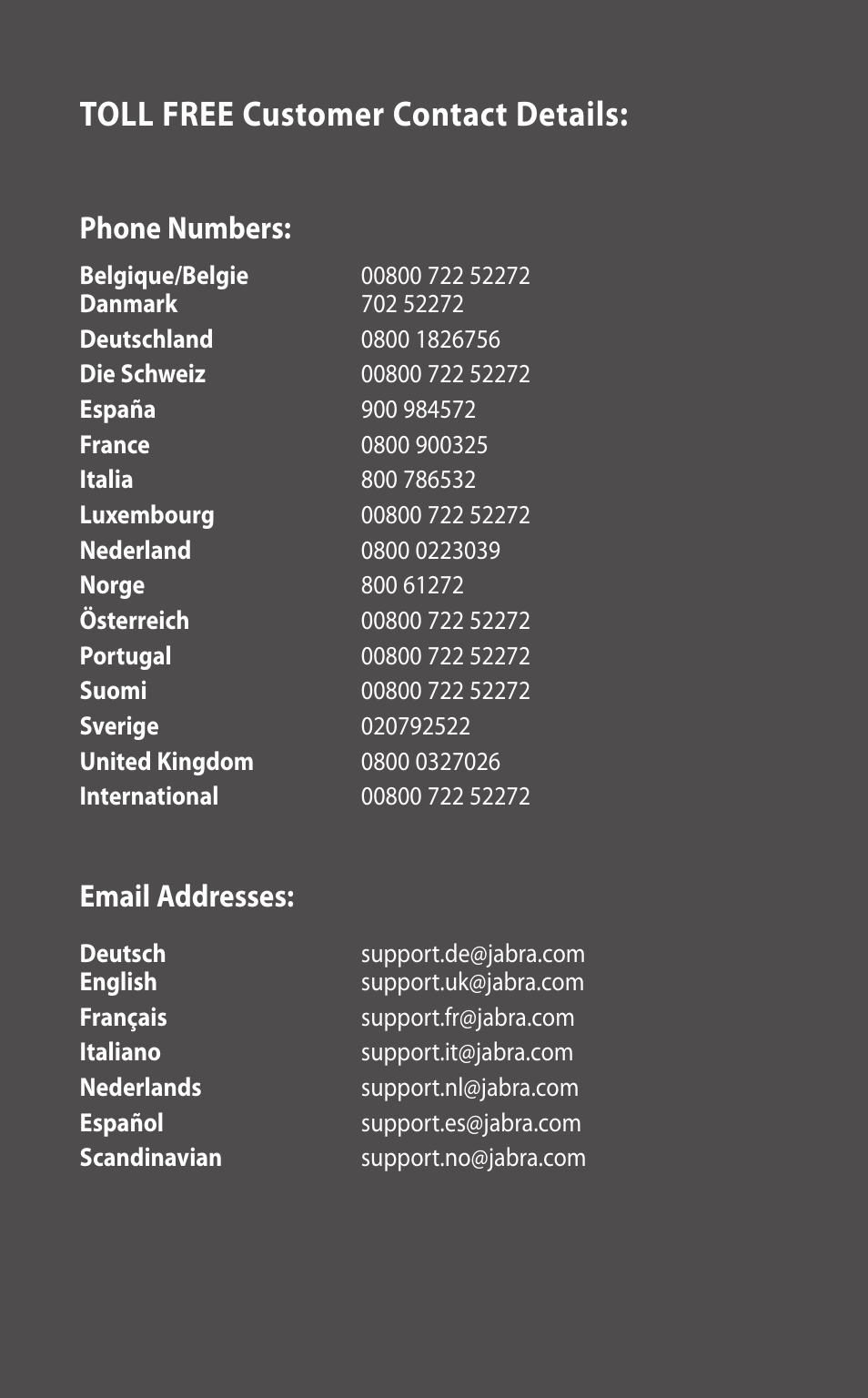 Toll free customer contact details, Phone numbers, Email addresses | Lennox Hearth BT2010 User Manual | Page 2 / 16