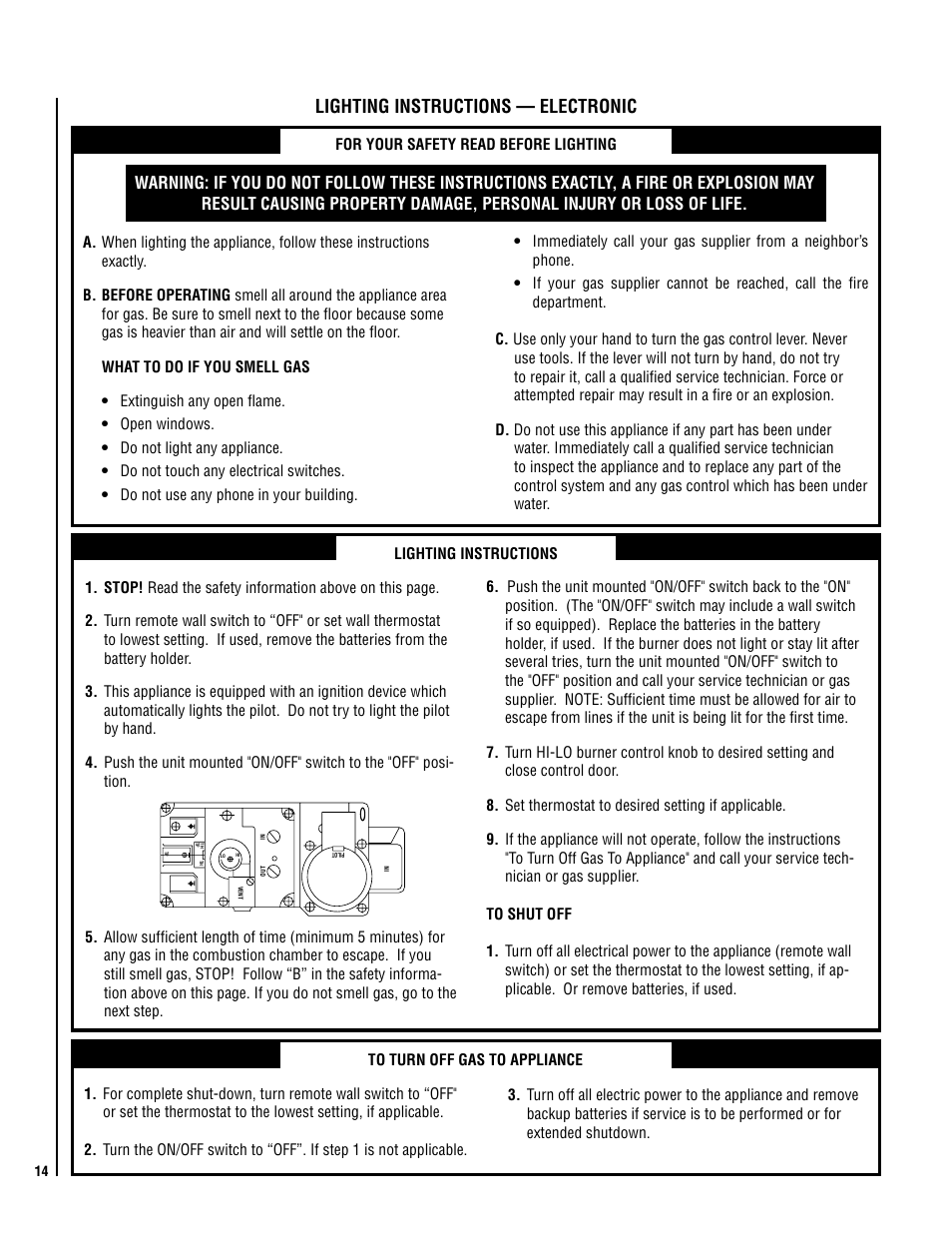 Lighting instructions — electronic | Lennox Hearth EN54-VDLE User Manual | Page 14 / 20
