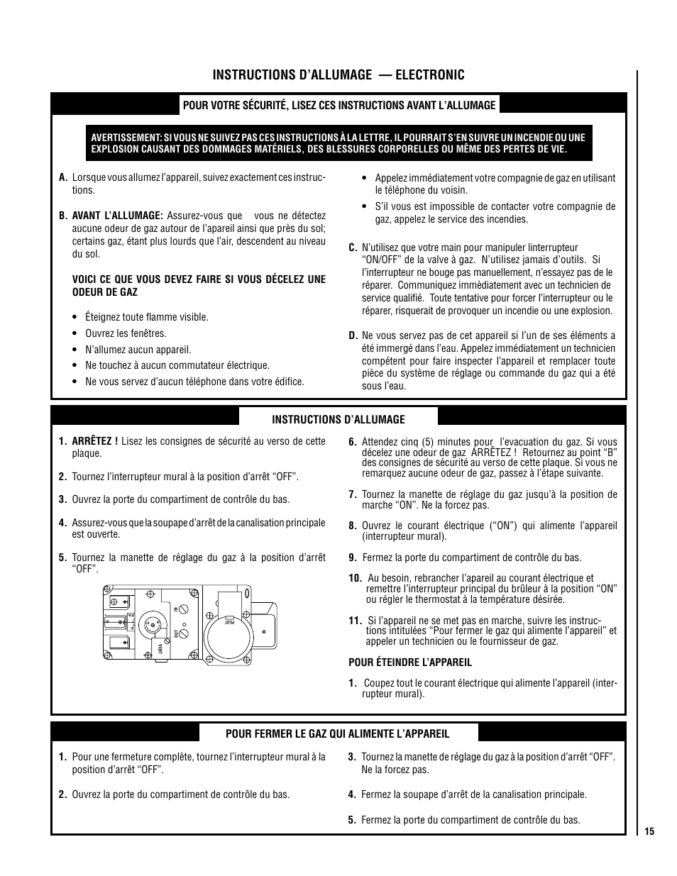 Instructions d’allumage — electronic | Lennox Hearth EN54-VDLE User Manual | Page 15 / 20