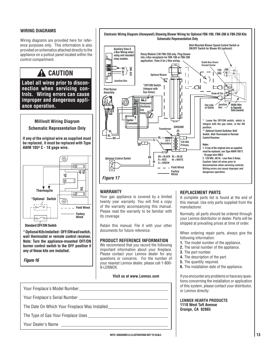 Caution | Lennox Hearth LMDV-3530CNM User Manual | Page 13 / 28