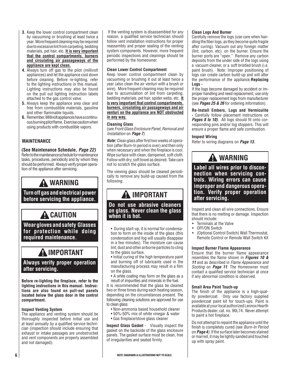 Warning, Caution, Important | Lennox Hearth LMDV-3530CNM User Manual | Page 6 / 28