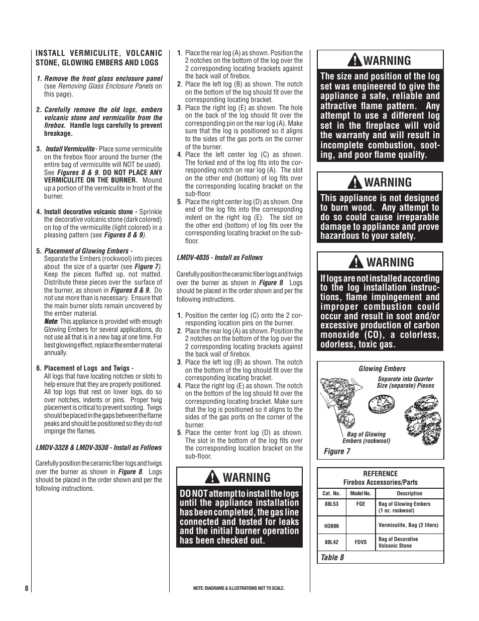 Warning | Lennox Hearth LMDV-3530CNM User Manual | Page 8 / 28
