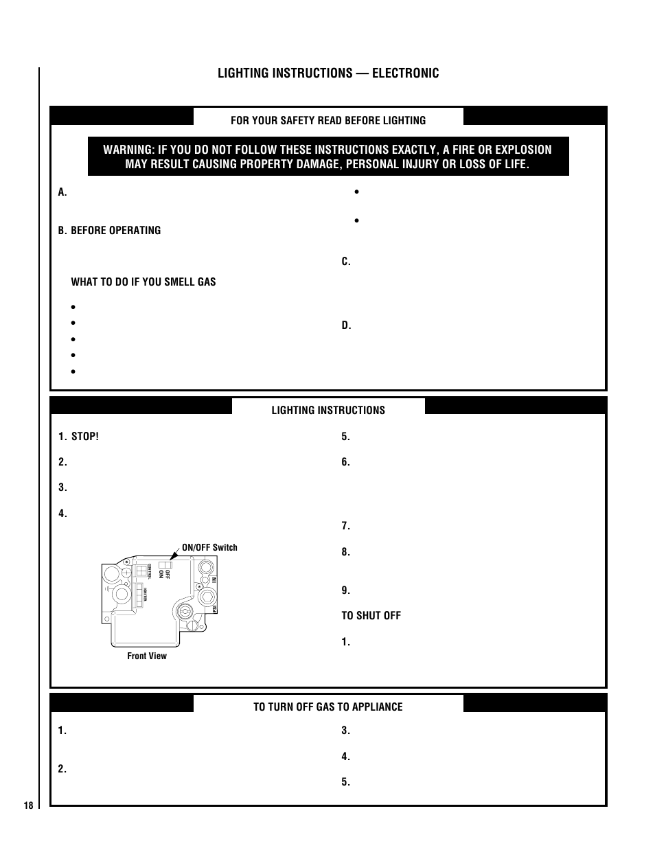 Lighting instructions — electronic | Lennox Hearth B-MPC0353VDE User Manual | Page 18 / 24