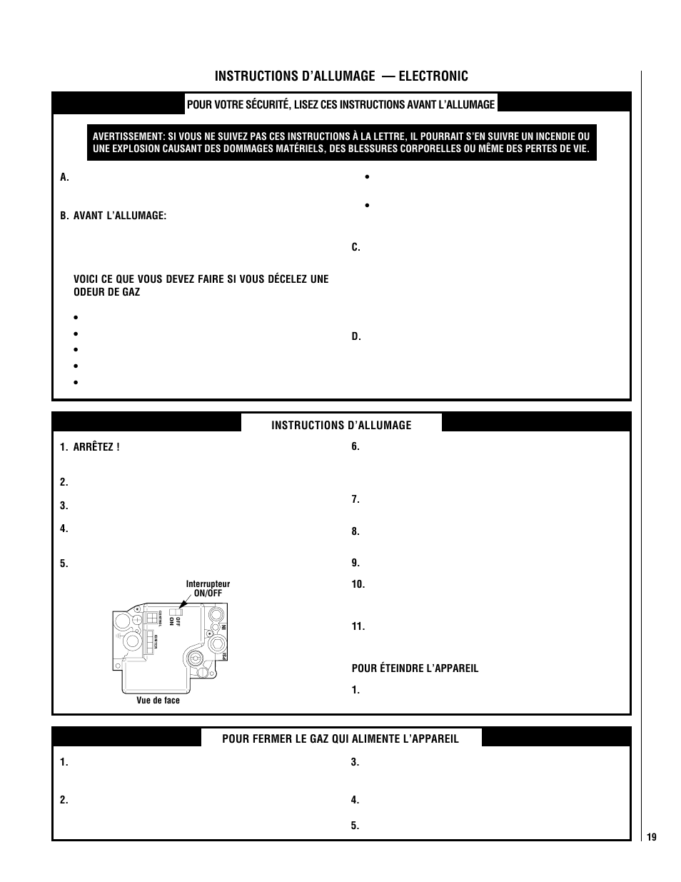 Instructions d’allumage — electronic | Lennox Hearth B-MPC0353VDE User Manual | Page 19 / 24