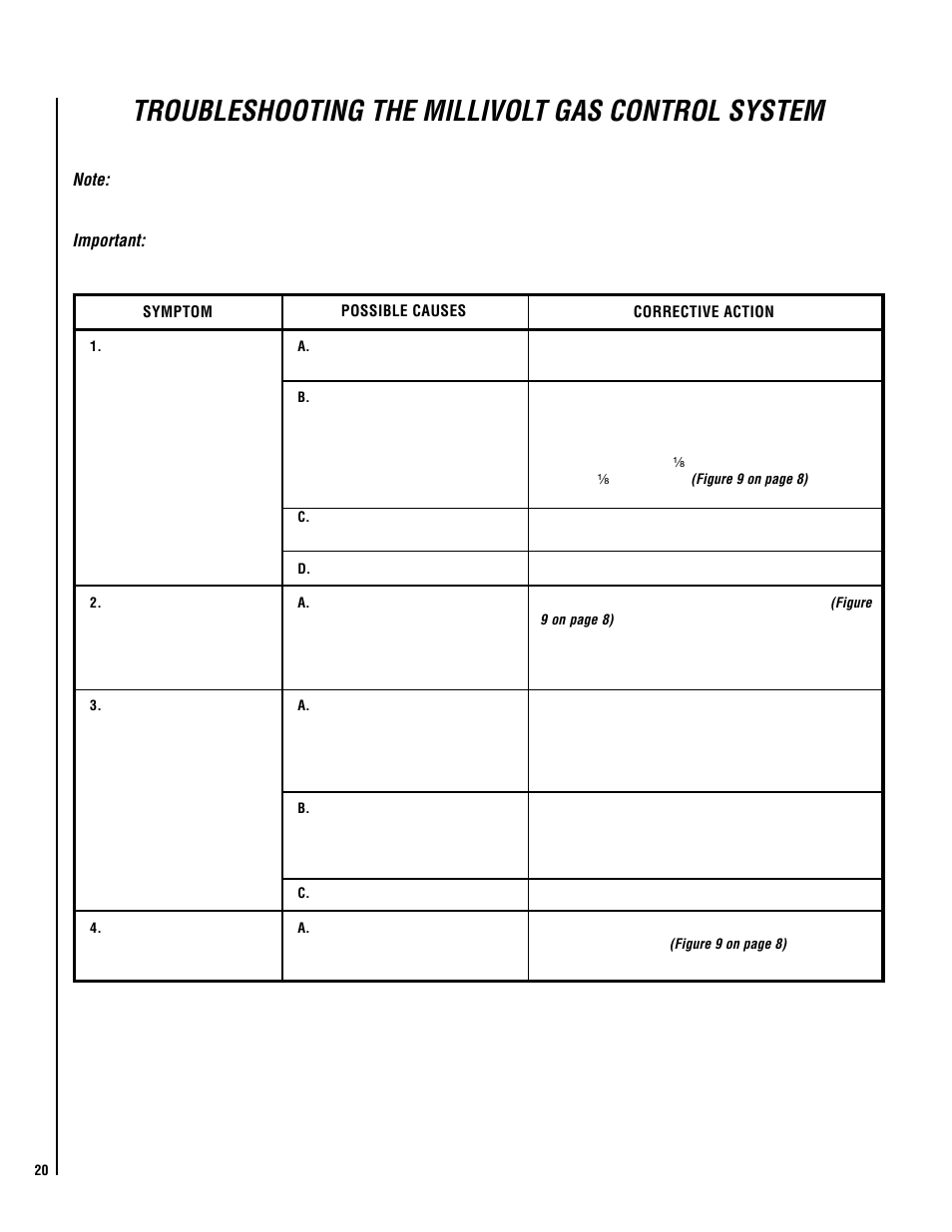 Troubleshooting the millivolt gas control system | Lennox Hearth B-MPC0353VDE User Manual | Page 20 / 24