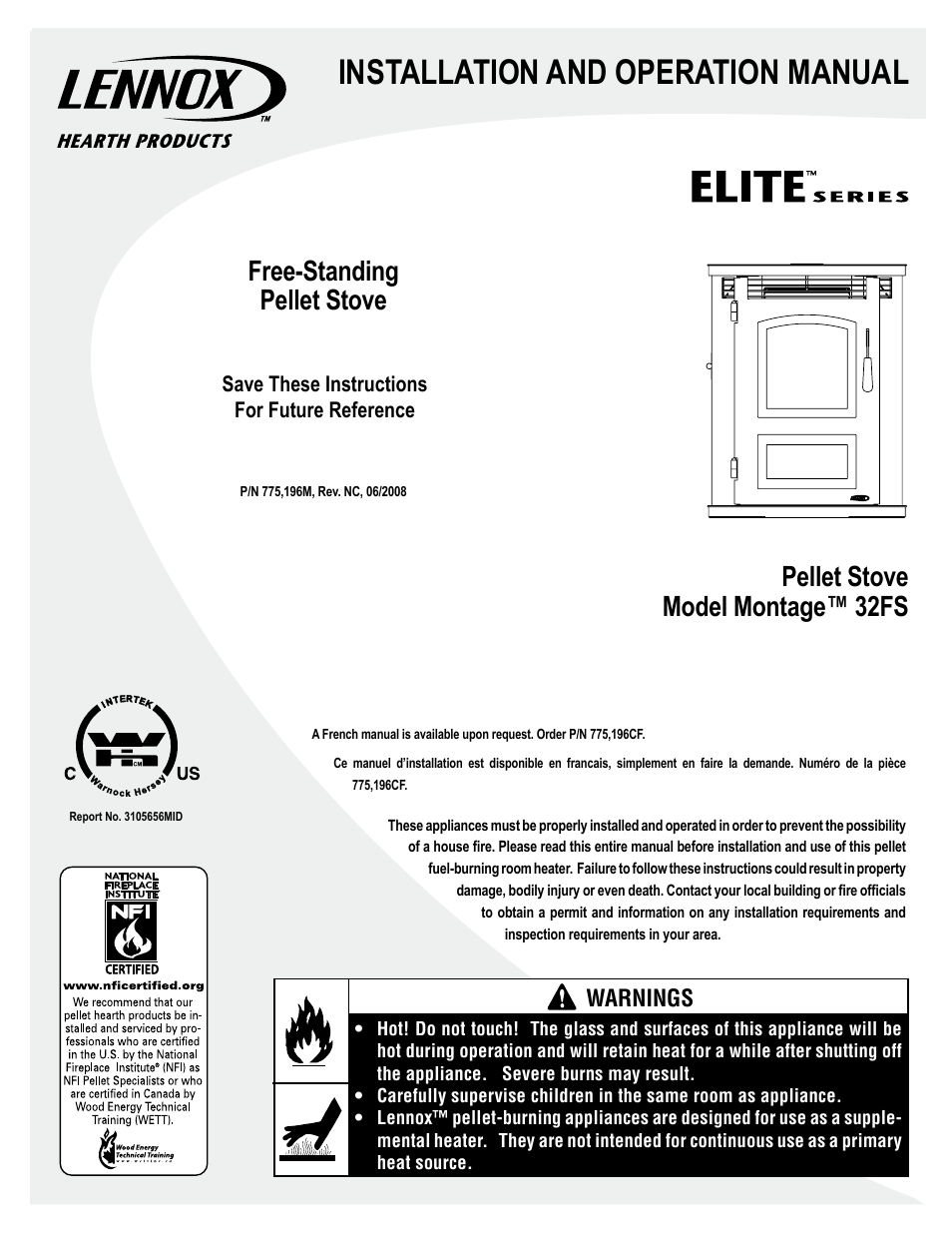Lennox Hearth Montage 32FS User Manual | 36 pages