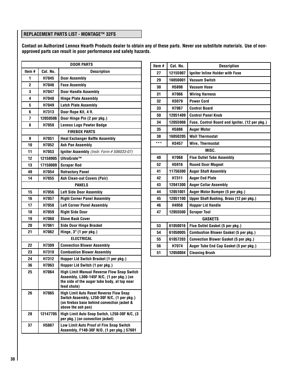 Lennox Hearth Montage 32FS User Manual | Page 30 / 36