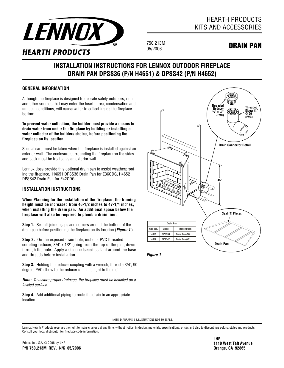 Lennox Hearth DPSS36 User Manual | 1 page