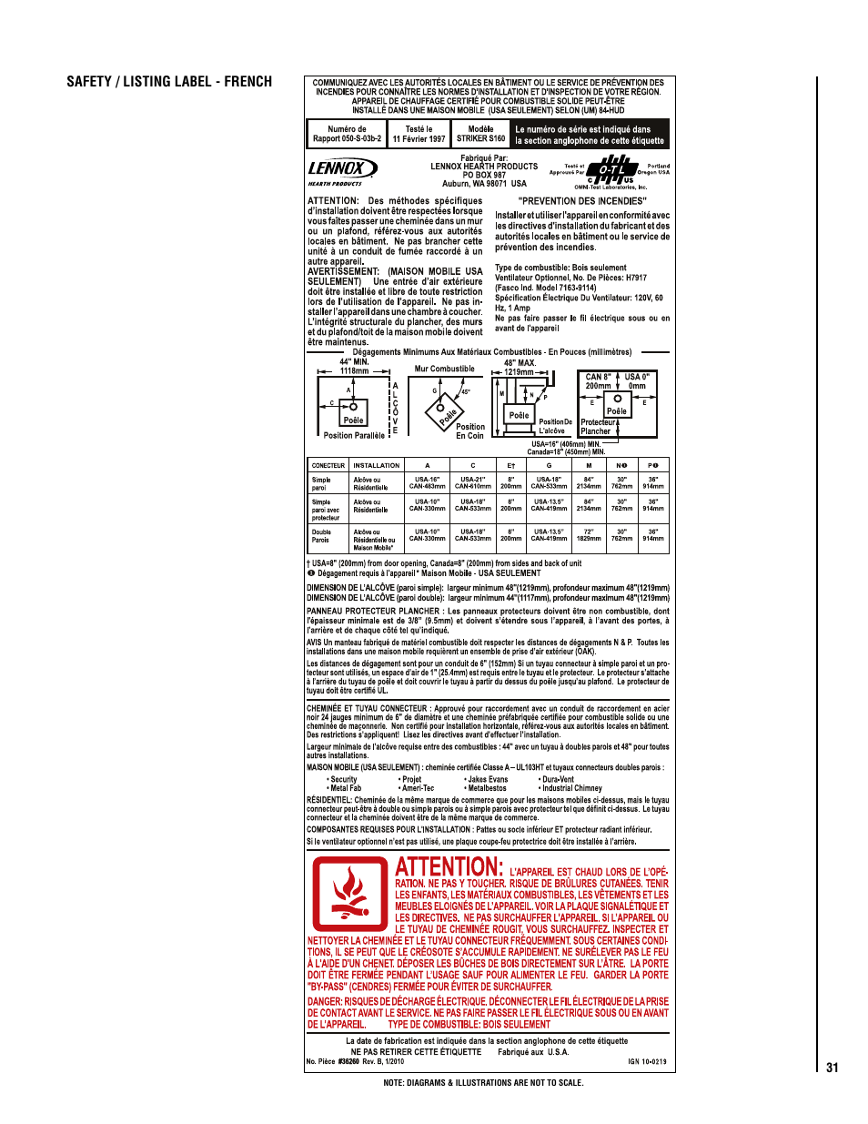 Lennox Hearth STRIKER SWS160 User Manual | Page 31 / 32