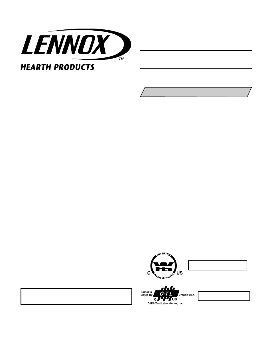 Lennox Hearth HCI-36/42-H User Manual | 8 pages