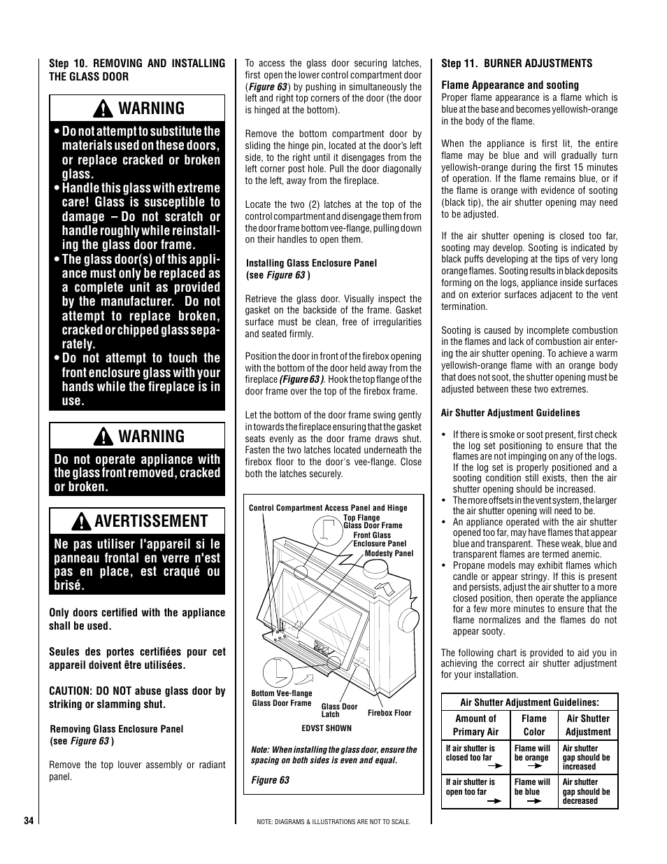 Warning, Avertissement | Lennox Hearth ELITE EDVCRPM-B User Manual | Page 34 / 44