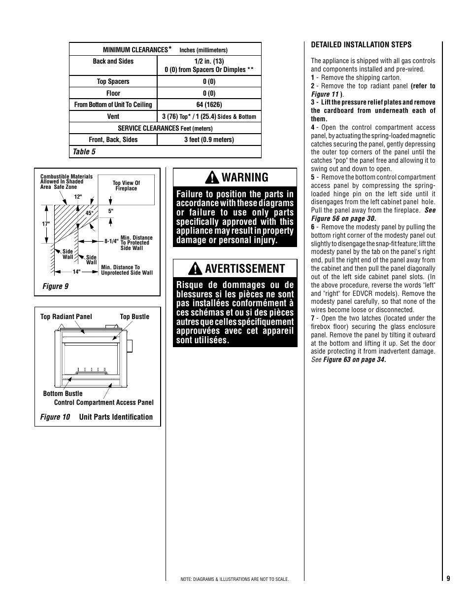 Warning, Avertissement | Lennox Hearth ELITE EDVCRPM-B User Manual | Page 9 / 44