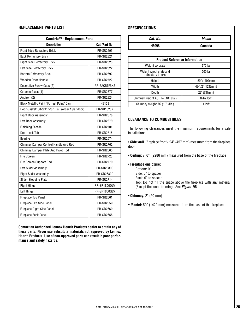 Lennox Hearth CAMBRIA 850 User Manual | Page 25 / 26