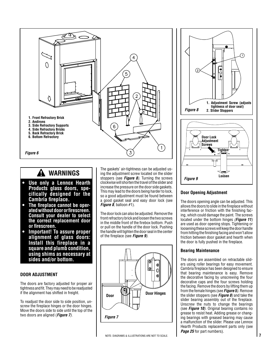 Warnings | Lennox Hearth CAMBRIA 850 User Manual | Page 7 / 26