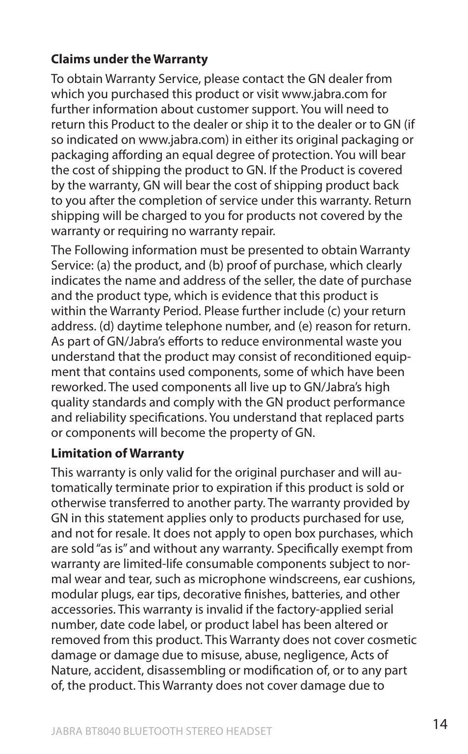 En g li sh | Lennox Hearth BT8040 User Manual | Page 14 / 16